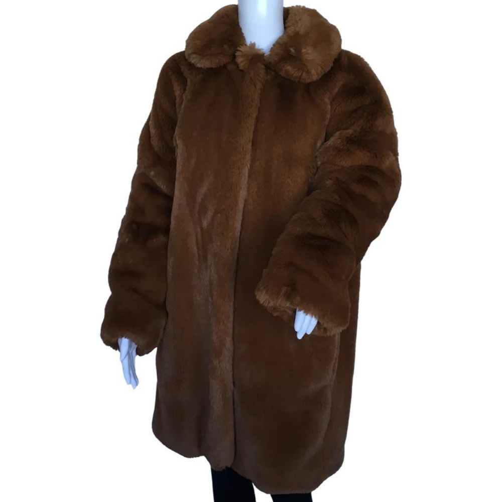 NWT Karen Millen Women’s Faux Fur Over Coat Dark Brown Sz 10